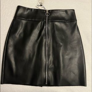 Express Black Zip Up Faux Leather Mini Skirt
